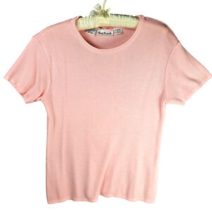 Anne Klein II Pink Short Sleeve Lightweight Sweater - Large